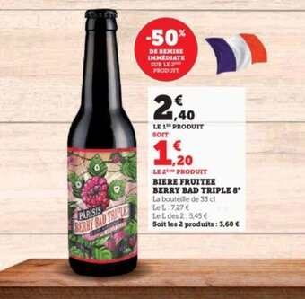 Super U BIERE FRUITEE BERRY BAD TRIPLE 8° offre