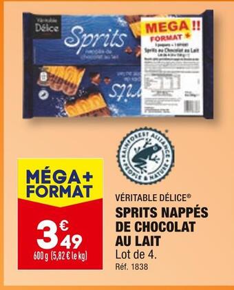 ALDI Véritable délice sprits nappés de chocolat au lait offre