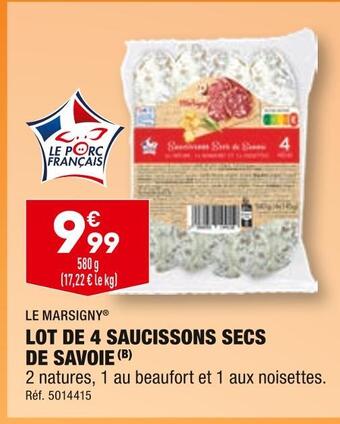 ALDI Le marsigny lot de 4 saucissons secs de savoie offre