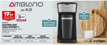 ALDI Ambiano cafetière avec tasse intégrée offre