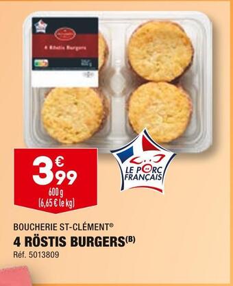 ALDI Boucherie st-clément 4 röstis burgers offre