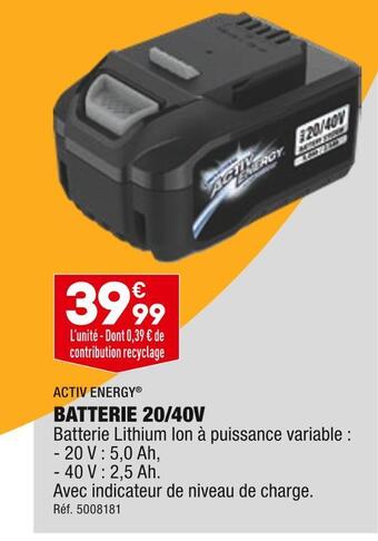 ALDI Activ energy batterie 20/40v offre