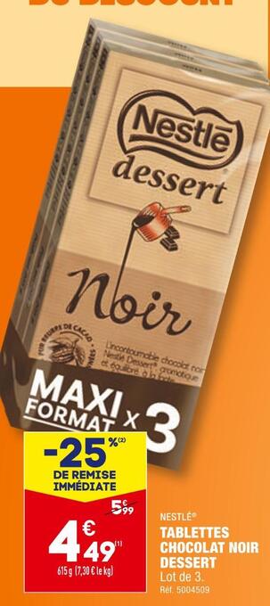 ALDI Nestlé tablettes chocolat noir dessert offre