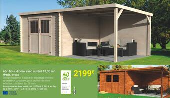 Gamm vert Abri bois eden avec auvent 18,30 m² offre