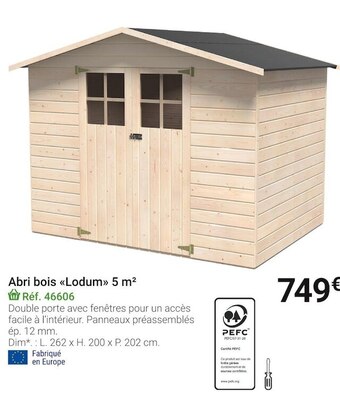 Gamm vert Abri bois lodum 5 m² offre