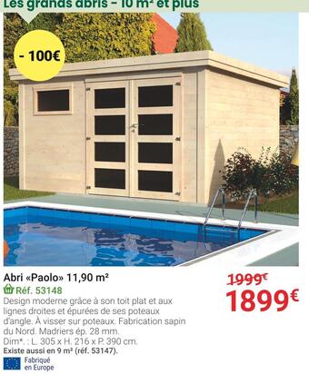Gamm vert Abri paolo 11,90 m2 offre