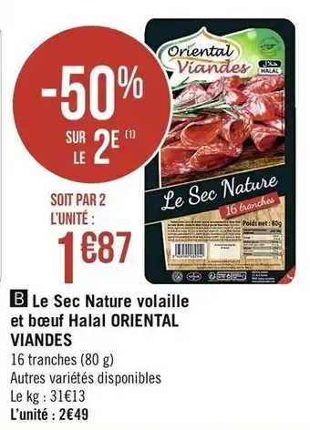 Le Sec Nature volaille et bœuf Halal Oriental Viandes