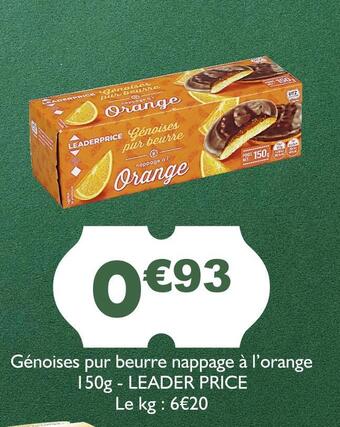 Casino Supermarchés Leader price génoises pur beurre nappage à l’orange offre
