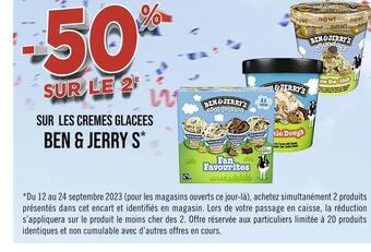 Casino Supermarchés Ben & jerry s -50% sur le 2e sur les cremes glacees ben & jerry s offre