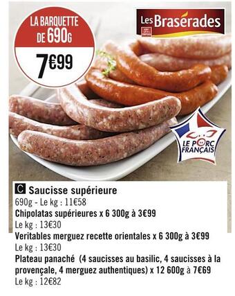 Les brasérades saucisse supérieure