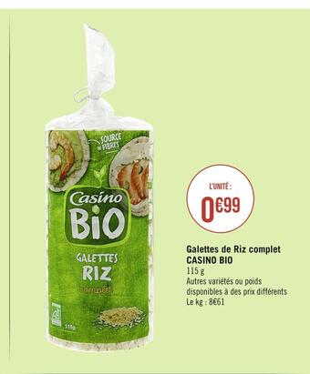 Casino Supermarchés Casino bio galettes de riz complet offre