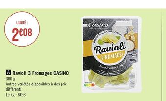 Casino Supermarchés Casino ravioli 3 fromages offre