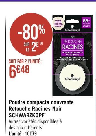 Casino Supermarchés Schwarzkopf poudre compacte couvrante retouche racines noir offre