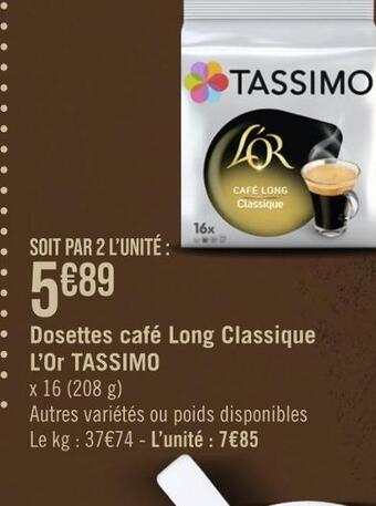 Lâor / tassimo dosettes cafĂ© long classique