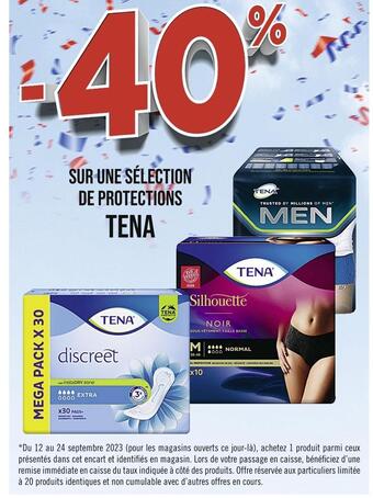 Casino Supermarchés Tena -40% sur une sélection de protections tena offre