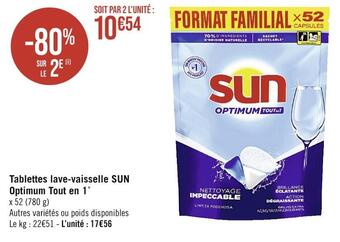 Casino Supermarchés Sun tablettes lave-vaisselle optimum tout en 1 offre