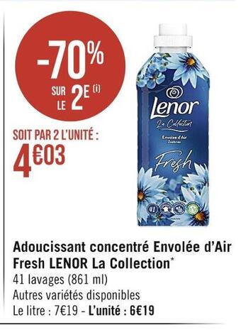 Casino Supermarchés Lenor adoucissant concentré envolée d’air fresh la collection offre