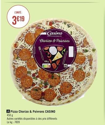 Casino pizza chorizo & poivrons