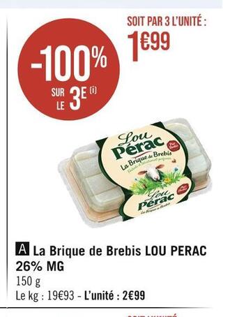 Casino Hyperfrais Lou perac la brique de brebis offre