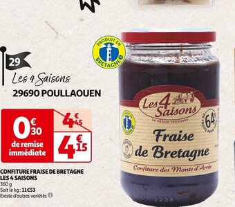 Auchan Confiture fraise de breteagne les 4 saisons offre
