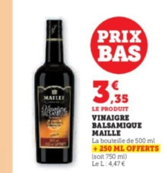 Hyper U VINAIGRE BALSAMIQUE MAILLE offre