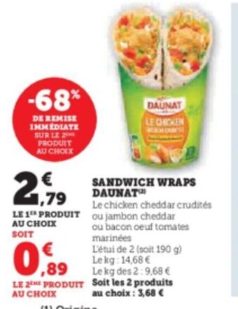 Hyper U SANDWICH WRAPS DAUNAT offre