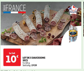 Auchan LOT DE 5 SAUCISSONS SECS offre
