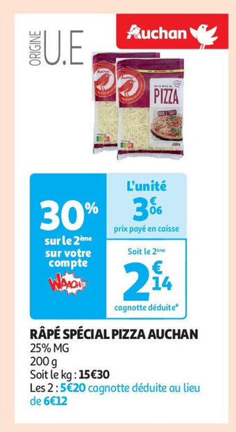Auchan RÂPÉ SPÉCIAL PIZZA AUCHAN offre