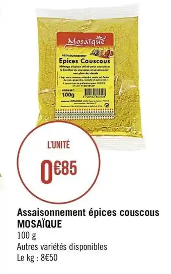 Assaisonnement épices couscous MOSAÏQUE