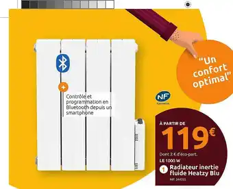Mr Bricolage Radiateur Inertie Fluide Heatzy Blu offre