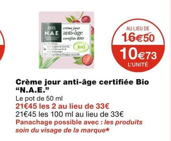 Monoprix N.a.e. crème jour anti-âge certifiée bio offre