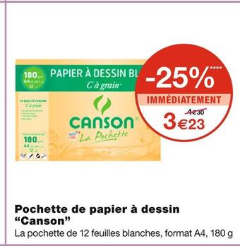 Monoprix Canson pochette de papier à dessin offre