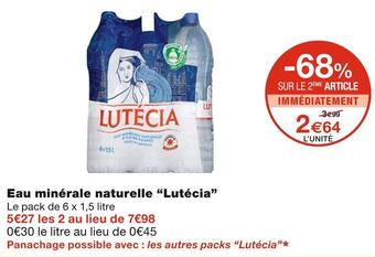 Monoprix Lutécia eau minérale naturelle offre