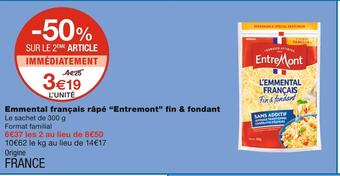 Monoprix Entremont emmental français râpé fin & fondant offre