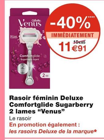 Venus rasoir féminin deluxe comfortglide sugarberry 2 lames