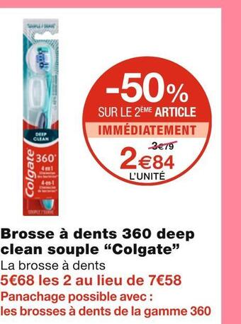 Monoprix Colgate brosse à dents 360 deep clean souple offre