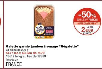 Monoprix Régalette galette garnie jambon fromage offre