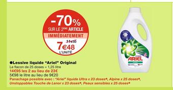 Monoprix Ariel lessive liquide original offre
