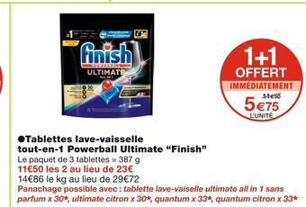 Monoprix Finish ●tablettes lave-vaisselle tout-en-1 powerball ultimate offre