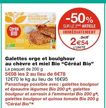 Monoprix Céréal bio galettes orge et boulghour au chèvre et miel bio offre