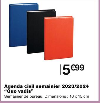 Quo vadis agenda civil semainier 2023/2024