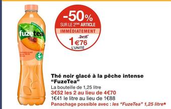 Monoprix Fuzetea thé noir glacé à la pêche intense offre