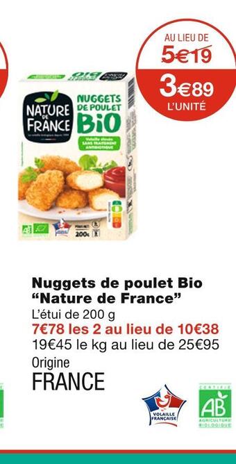 Monoprix Nature de france nuggets de poulet bio offre