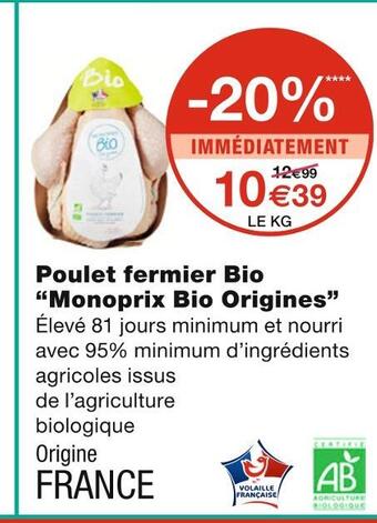 Monoprix Monoprix bio origines poulet fermier bio offre