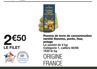 Monoprix Ferme de vaulerand pomme de terre de consommation variété gwenne, purée, four, potage offre