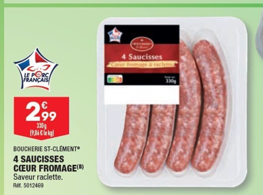 Promo 4 Saucisses Couer Fromage chez ALDI