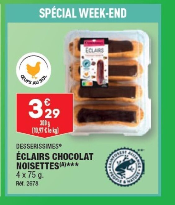 Promo ÉCLAIRS CHOCOLAT NOISETTES (A) *** chez ALDI