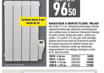 RADIATEUR A INERTIE FLUIDE "MILAN