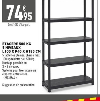 Batkor ÉTAGÈRE 500 KG 5 NIVEAUX L100 X P40 X H180 CM offre