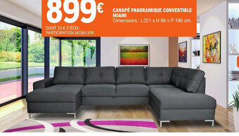 E.Leclerc CANAPÉ PANORAMIQUE CONVERTIBLE MIAMI offre